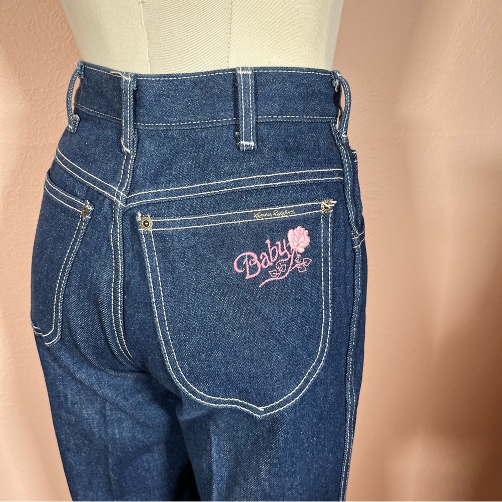 Vintage 1960 1970 Western Roper Kenny Rogers High Rise Bootcut Dark Denim Jeans